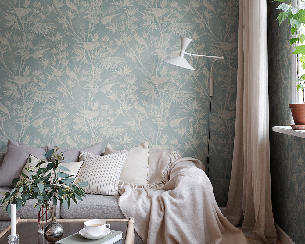 Sandberg Celeste Wallpaper in a living room