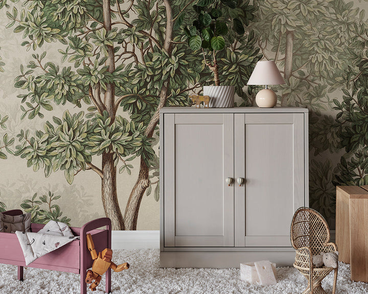 Sandberg Charles Mural Wallpaper in a playroom