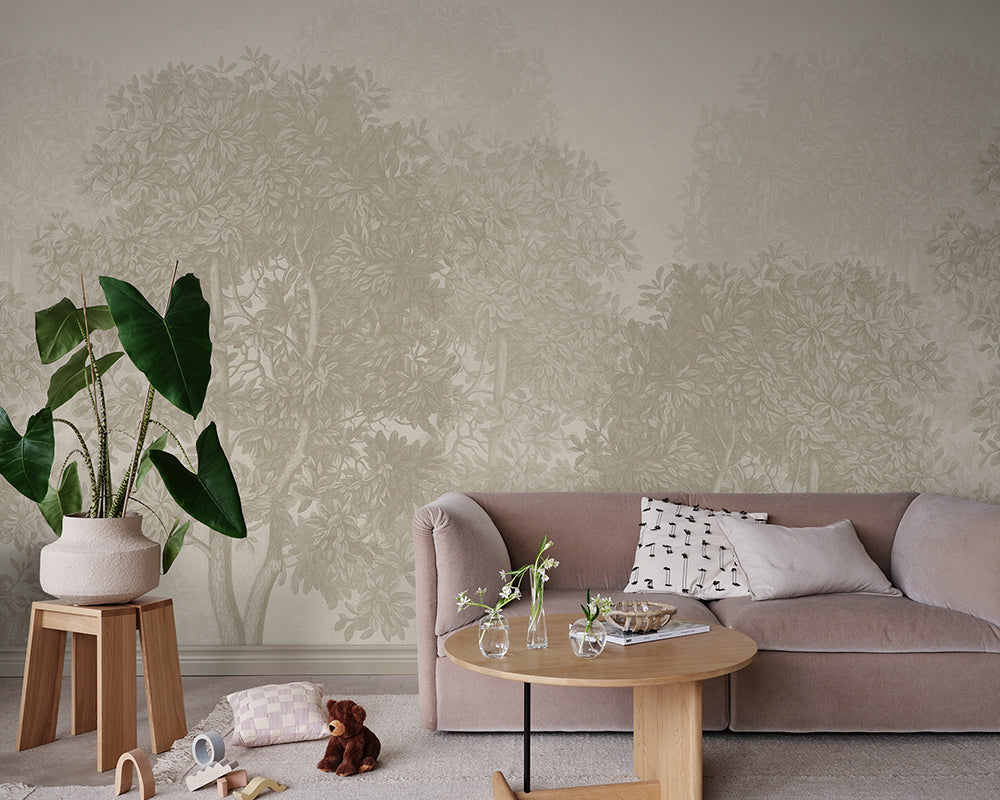 Sandberg Charles Mural Wallpaper in a living room