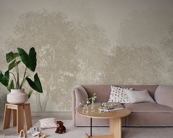 Sandberg Charles Mural Wallpaper in a living room