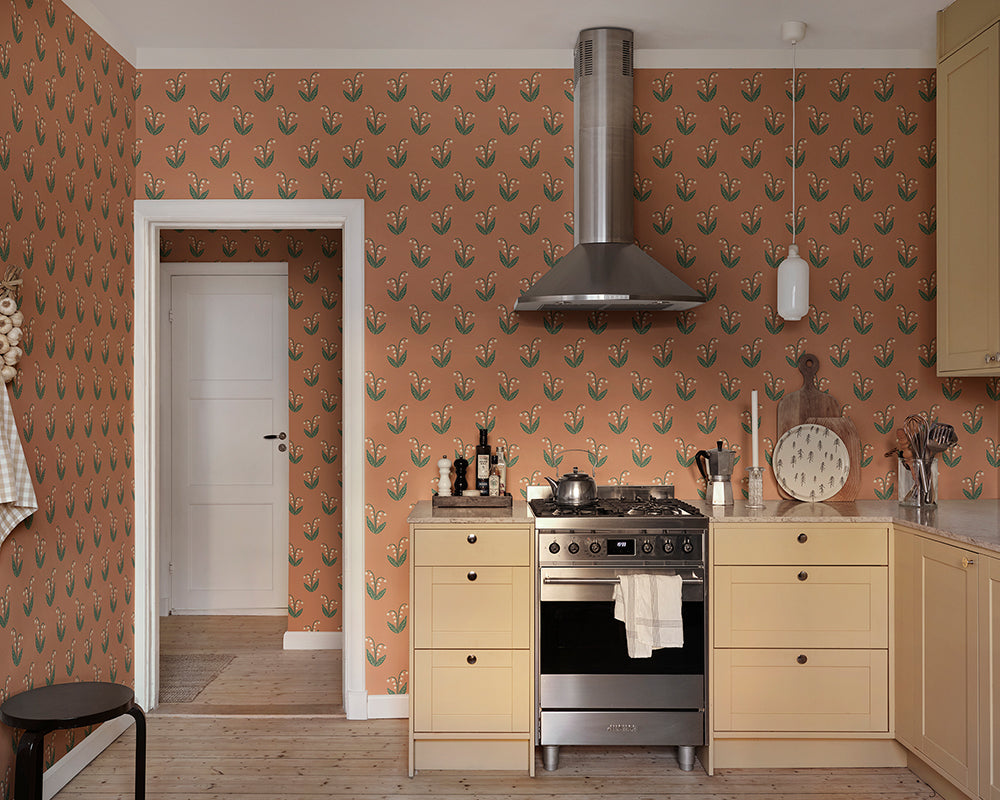 Sandberg Lilly Wallpaper in a kitchen