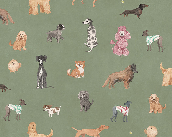 Sandberg Taiga and Friends Mural Wallpaper in Green