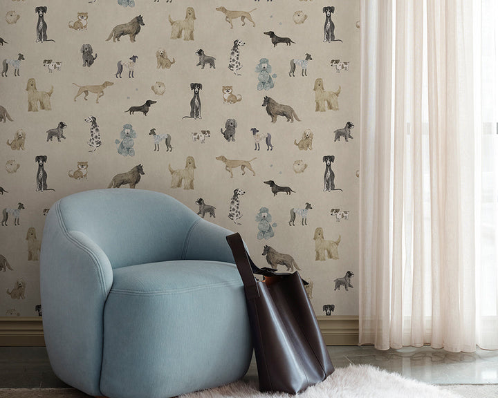 Sandberg Taiga and Friends Mural Wallpaper in a living room