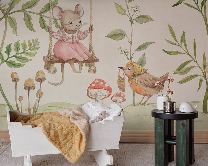 Sandberg Vilhelmina Mural Wallpaper in a nursery