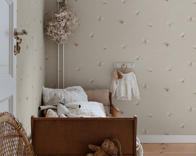Sandberg Butterflies Wallpaper in Sandstone in a kids bedroom set up