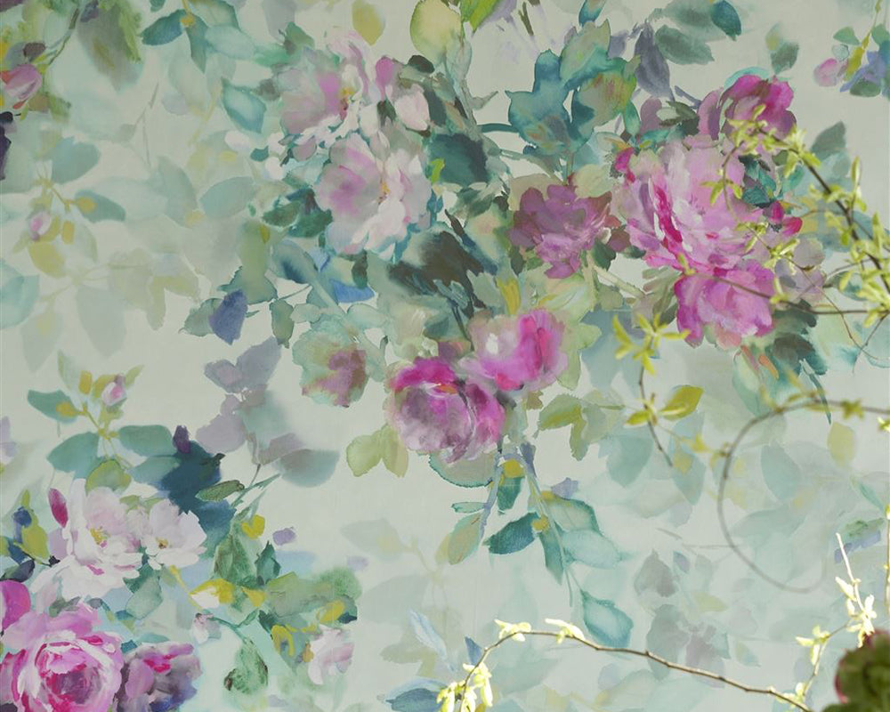 Designers Guild Bouquet De Roses Wallpaper in detail