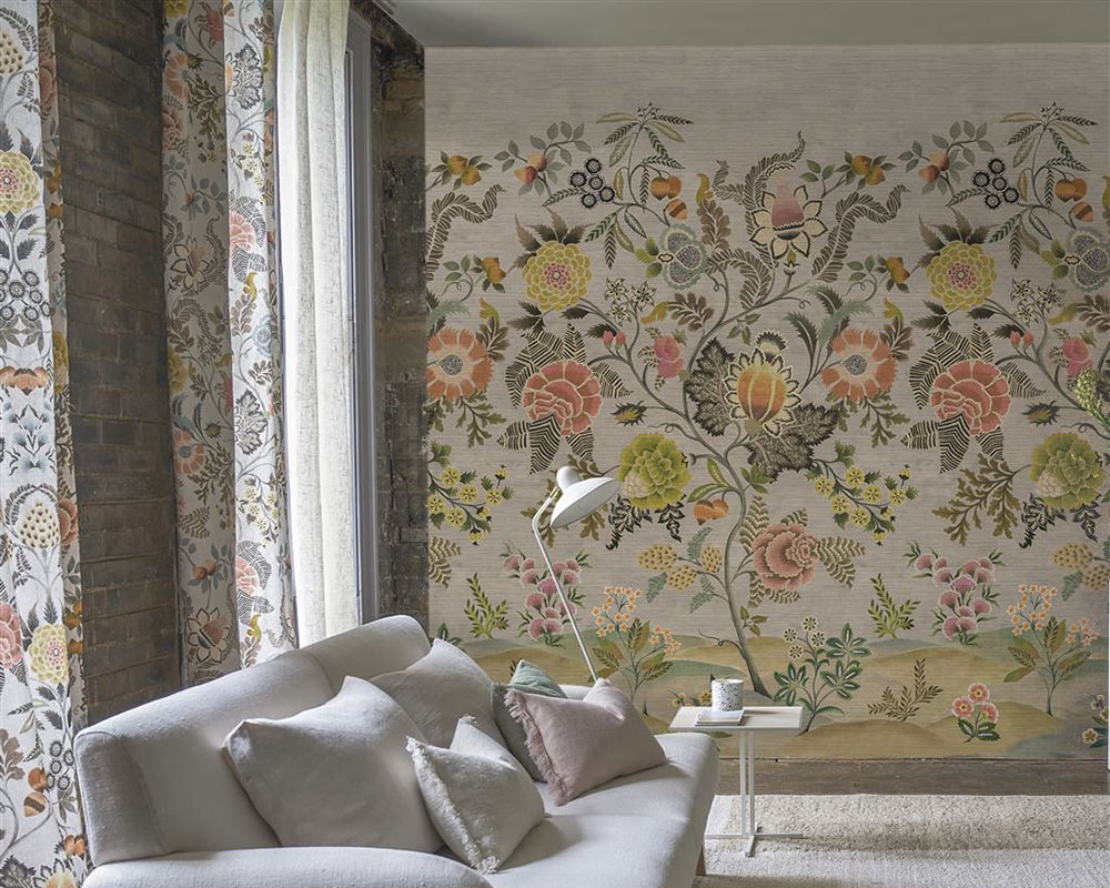 Designers Guild Brocart Decoratif Grasscloth Wallpaper in a living space