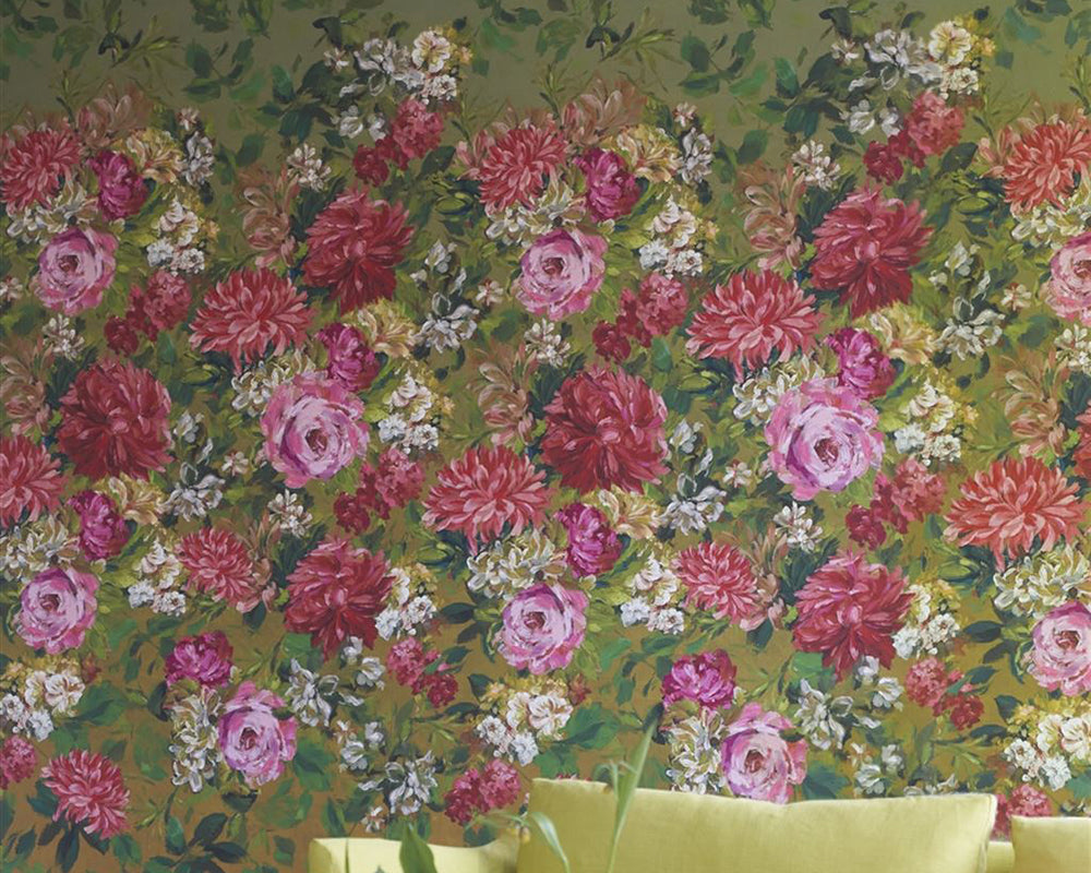 Designers Guild Fleurs D Artistes Wallpaper on a wall in a living space