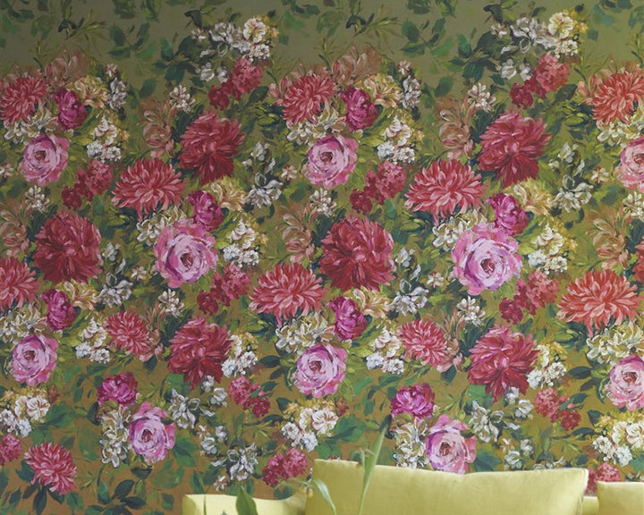 Designers Guild Fleurs D Artistes Wallpaper on a wall in a living space