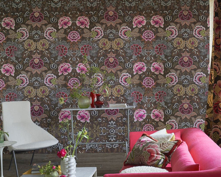 Designers Guild Rose de Damas Wallpaper in a living room