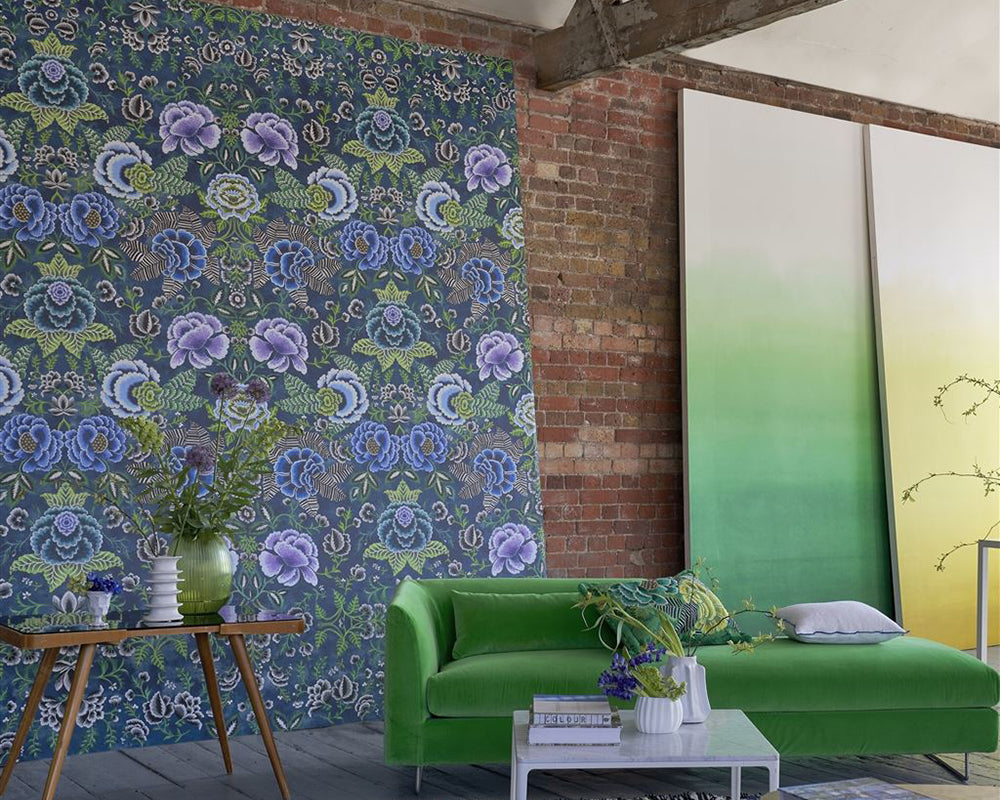 Designers Guild Rose de Damas Wallpaper in a living room