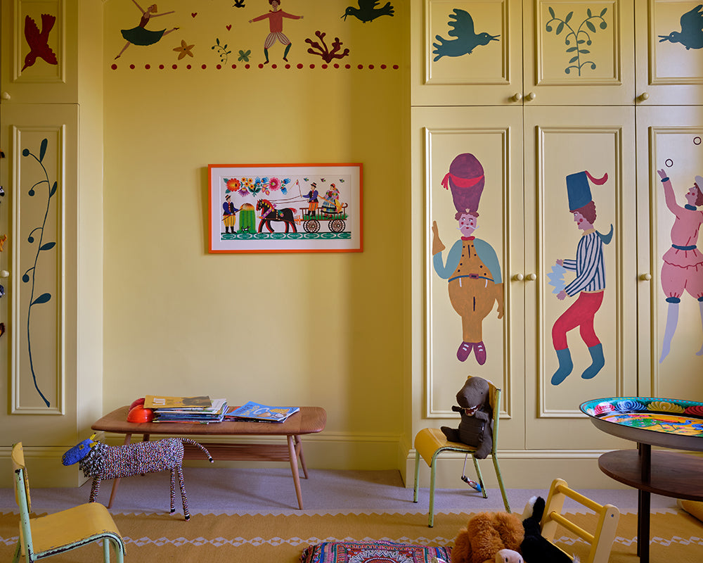 Dayroom Yellow 233 paint by Farrow & Ball used in a child's bedroom