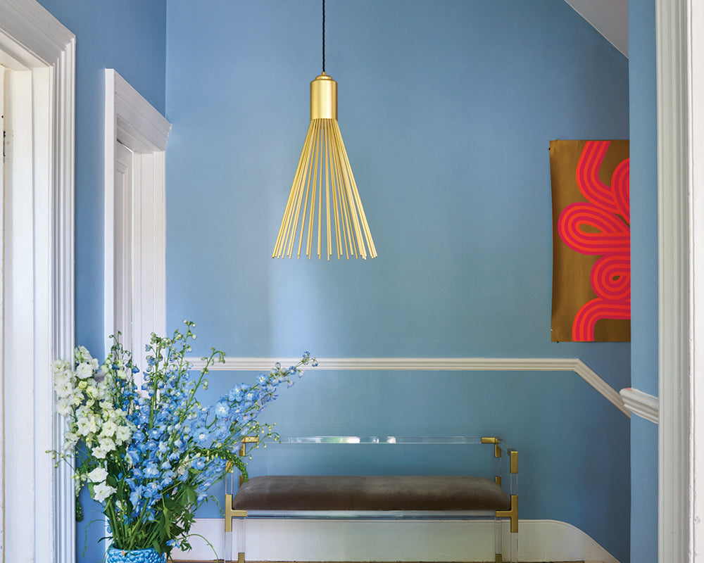 Lulworth Blue 89 paint by Farrow & Ball used in a contemporary styled hallway