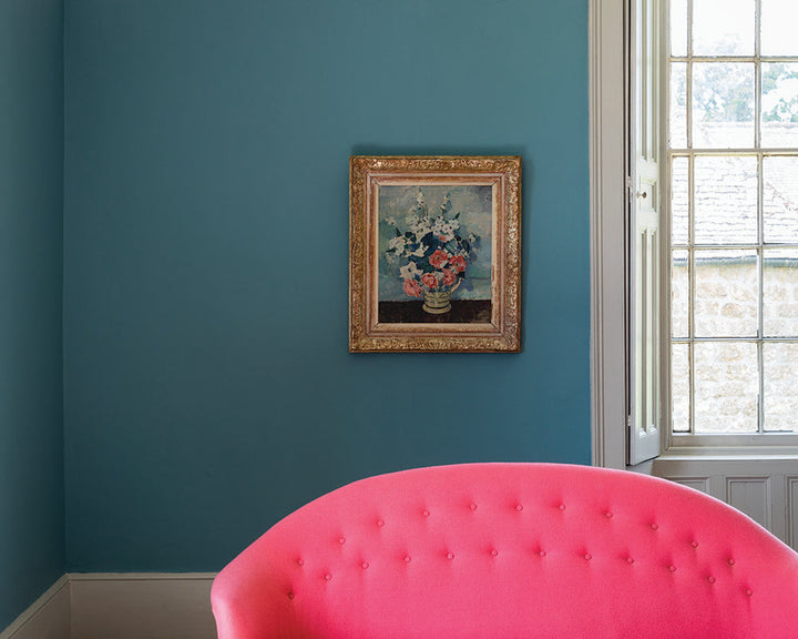 Stone Blue 86 paint by Farrow & Ball used in a living space