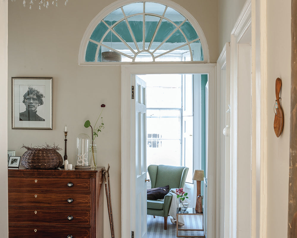 Tallow 203 paint by Farrow & Ball in a traditionally styled hallway