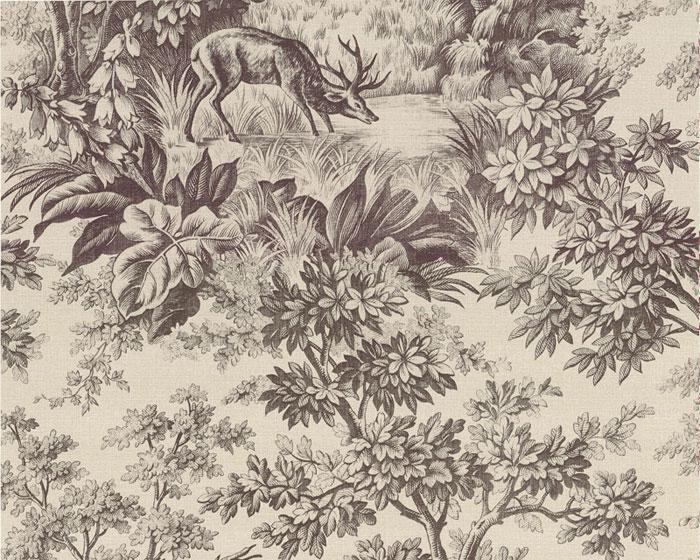 Little Greene Stag Toile Chocolat 0248SGCHOCO Wallpaper