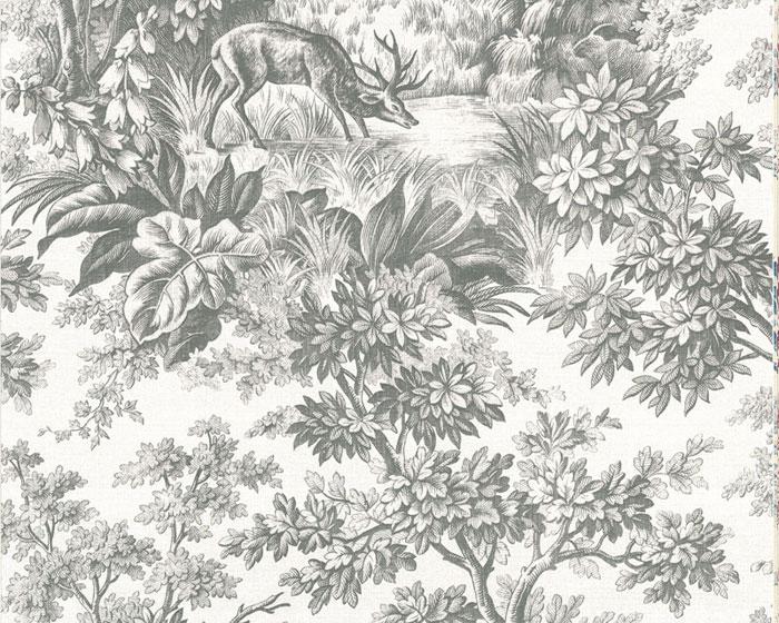 Little Greene Stag Toile Moss 0248SGMOSSZ Wallpaper