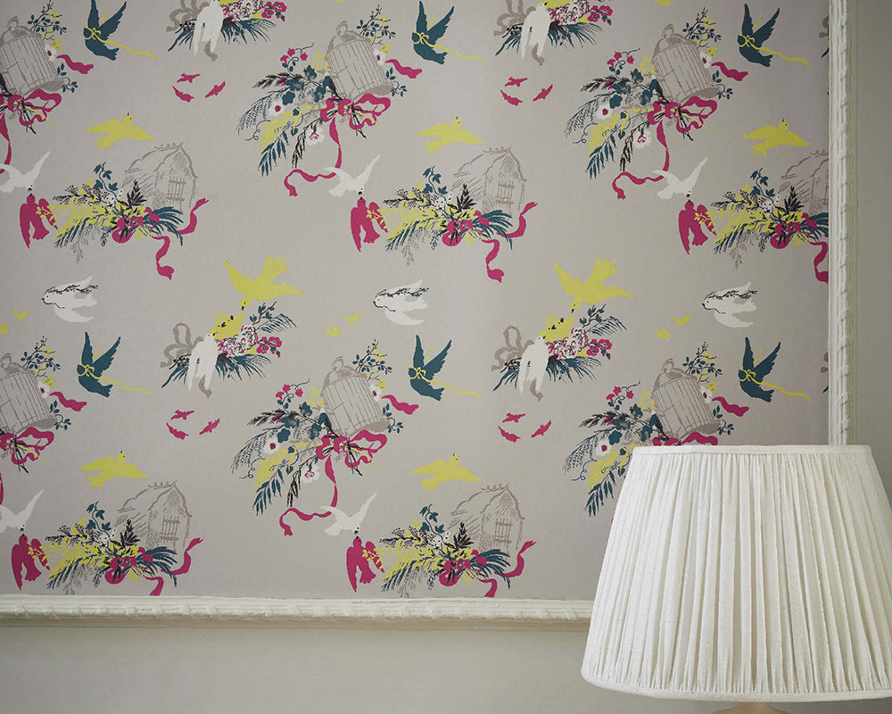 Little Greene Volieres Wallpaper in a room