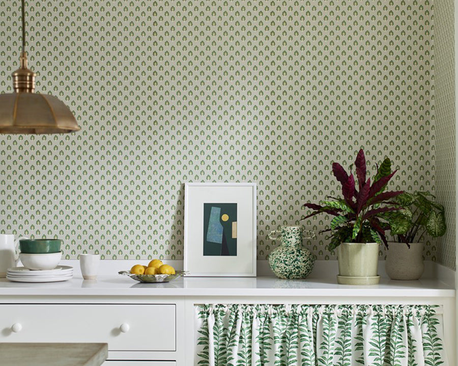 Jane Churchill Albie Wallpaper in a kitchen