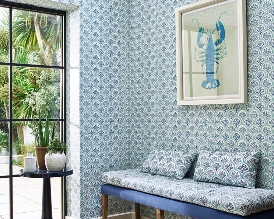 Jane Churchill Coralli Wallpaper in a living space
