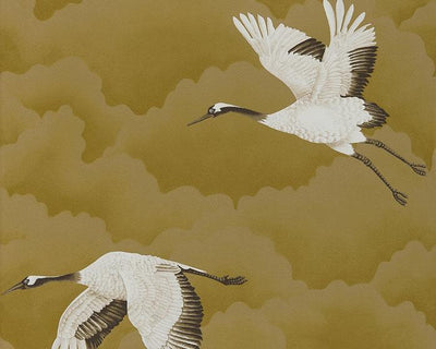 Harlequin Cranes In Flight Antique Gold 111235 Wallpaper