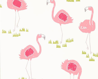 Scion Felicity Flamingo Blancmange/Chalk 111277 Wallpaper