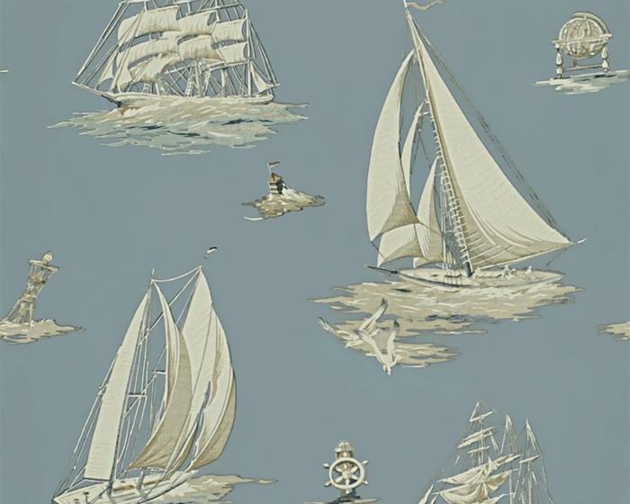 Ralph Lauren Down Easter Boats Mist PRL5024/02 Wallpaper