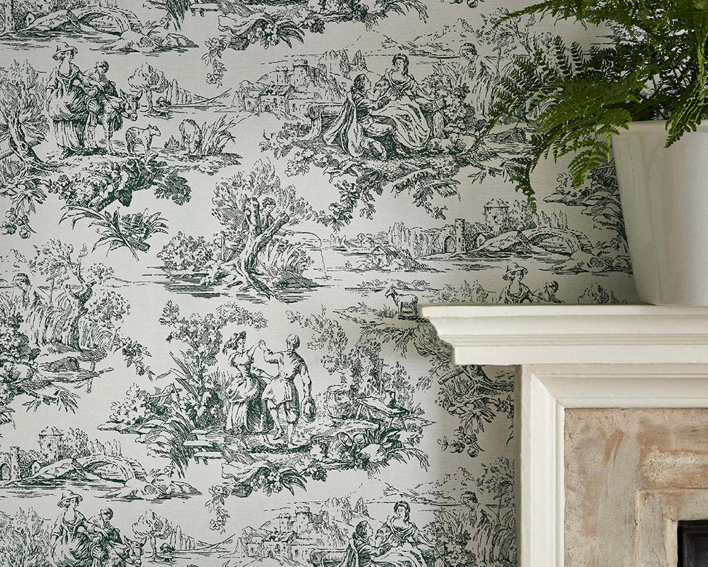 Little Greene Lovers' Toile Wallpaper in a room