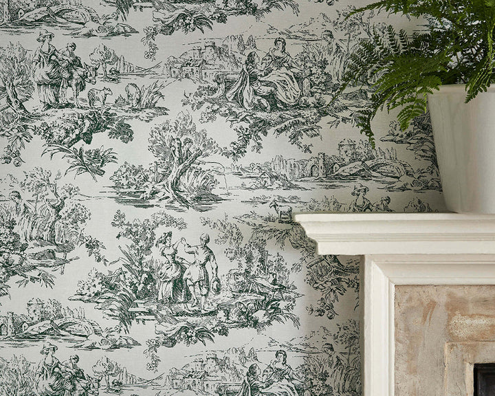Little Greene Lovers' Toile Wallpaper in a room
