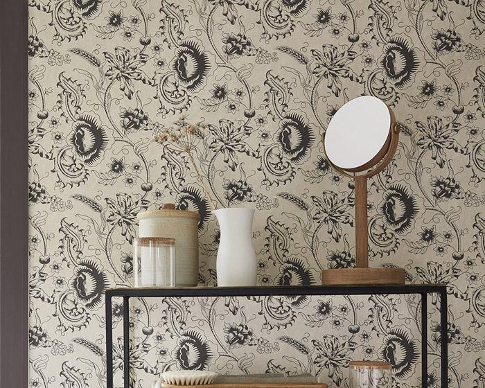 Little Greene Woodblock Mono Plum 0293WOPLUMZ Wallpaper