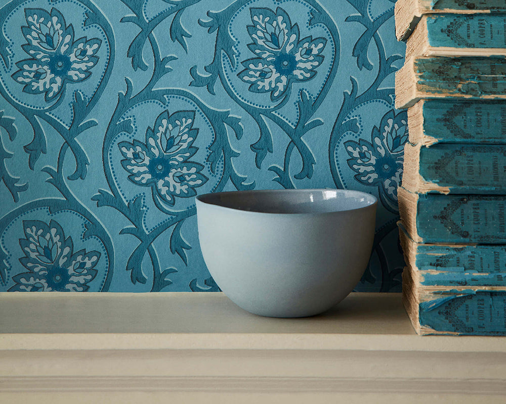 Little Greene Hoja Wallpaper in a room in detail
