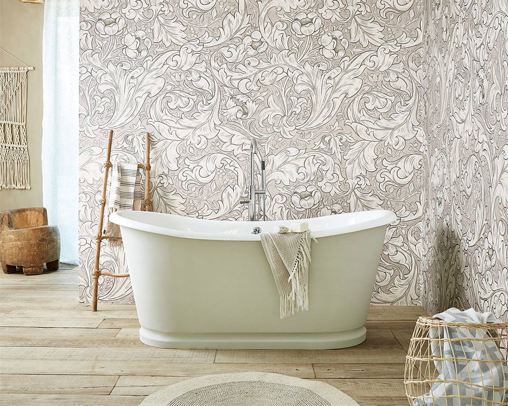 Morris & Co Pure Bachelors Button Wallpaper in a Bathroom
