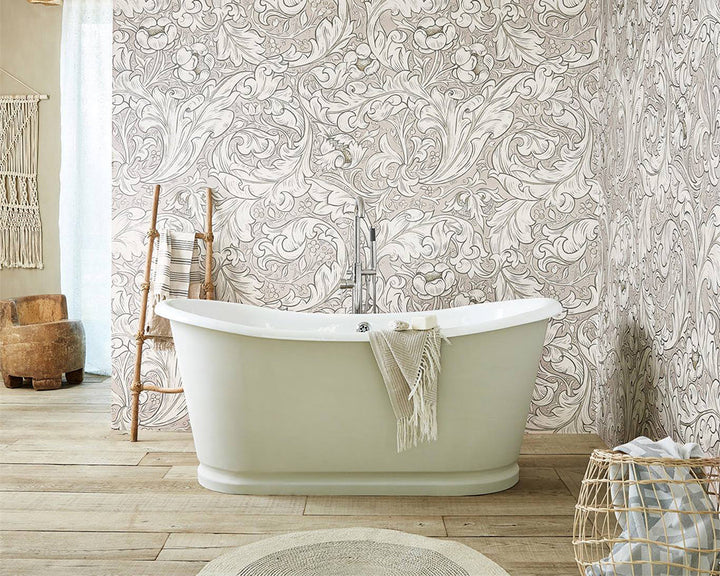 Morris & Co Pure Bachelors Button Wallpaper in a Bathroom