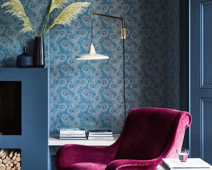 Little Greene Carlton House Terrace Blue Plume 0259CTBLUEP Wallpaper