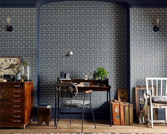 Morris & Co Bellflowers Indigo/Linen 216436 Wallpaper