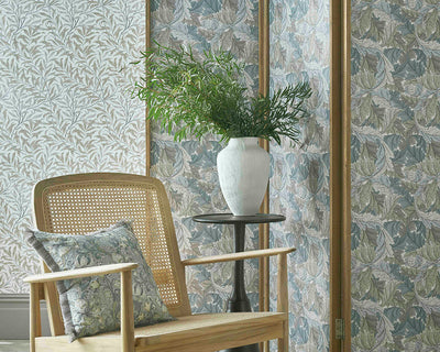 Clarke & Clarke collaboration with William Morris Acanthus Wallpaper in a home