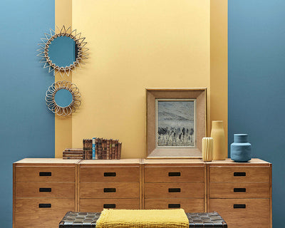 Little Greene Light Gold 53 Paint on living room walls