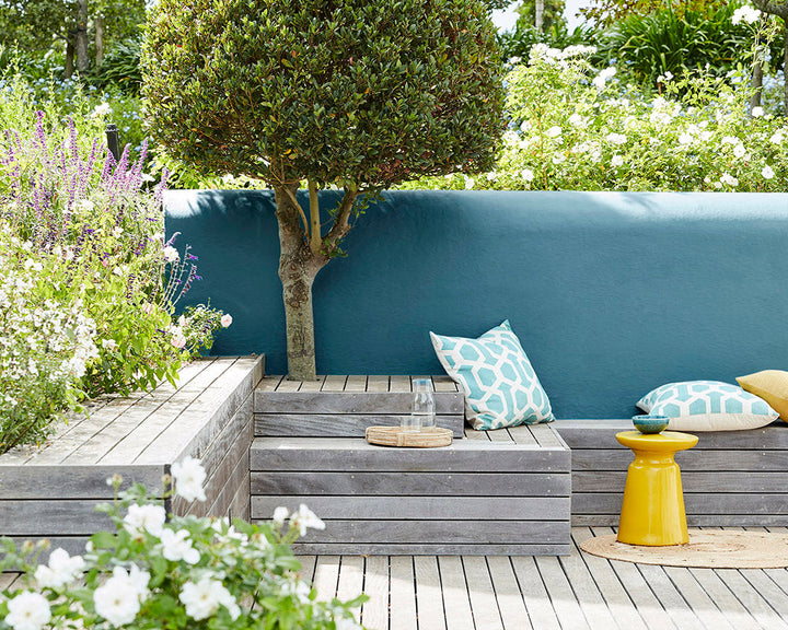 Little Greene Air Force Blue 260 Paint on a exterior wall