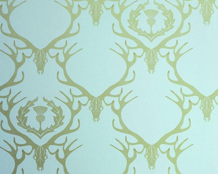 Barneby Gates Deer Damask in Duck Egg Blue Wallpaper BG0100401