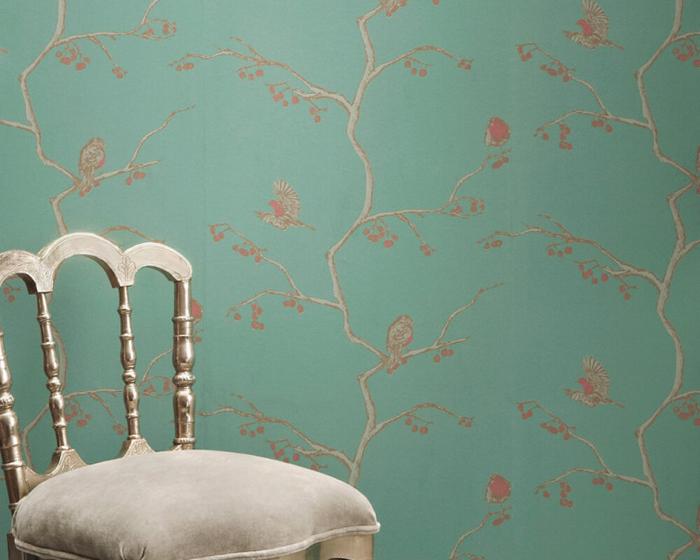 Barneby Gates English Robin in Jade Wallpaper BG0300101