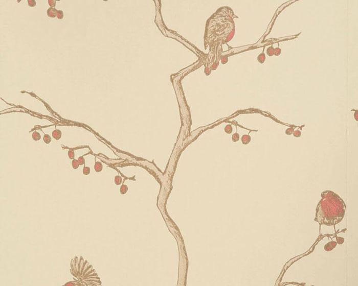 Barneby Gates English Robin in Parchment Wallpaper BG0300102