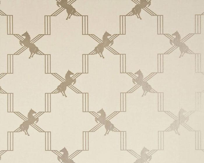 Barneby Gates Horse Trellis in Metallic Stone Wallpaper BG0500202