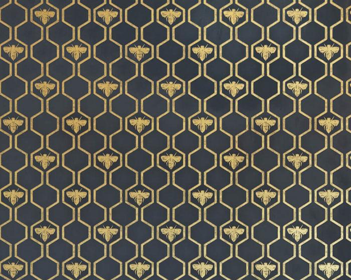 Barneby Gates Honey Bees in Charcoal/Gold Wallpaper BG0700201