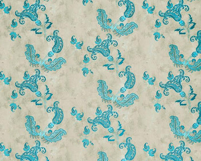 Barneby Gates Paisley in Turquoise On Old Grey Wallpaper BG0700201