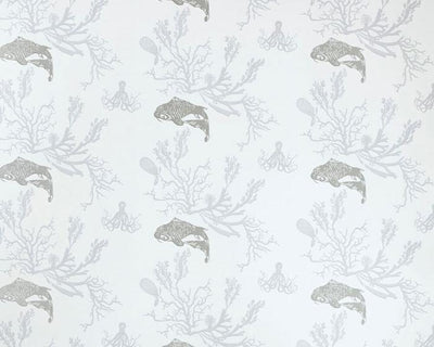 Barneby Gates Coral in Pale Grey/Silver Wallpaper BG0900202