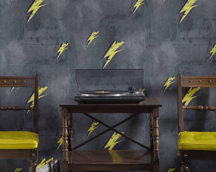 Barneby Gates Bolt From Mars in Yellow/Charcoal Wallpaper BG1900101