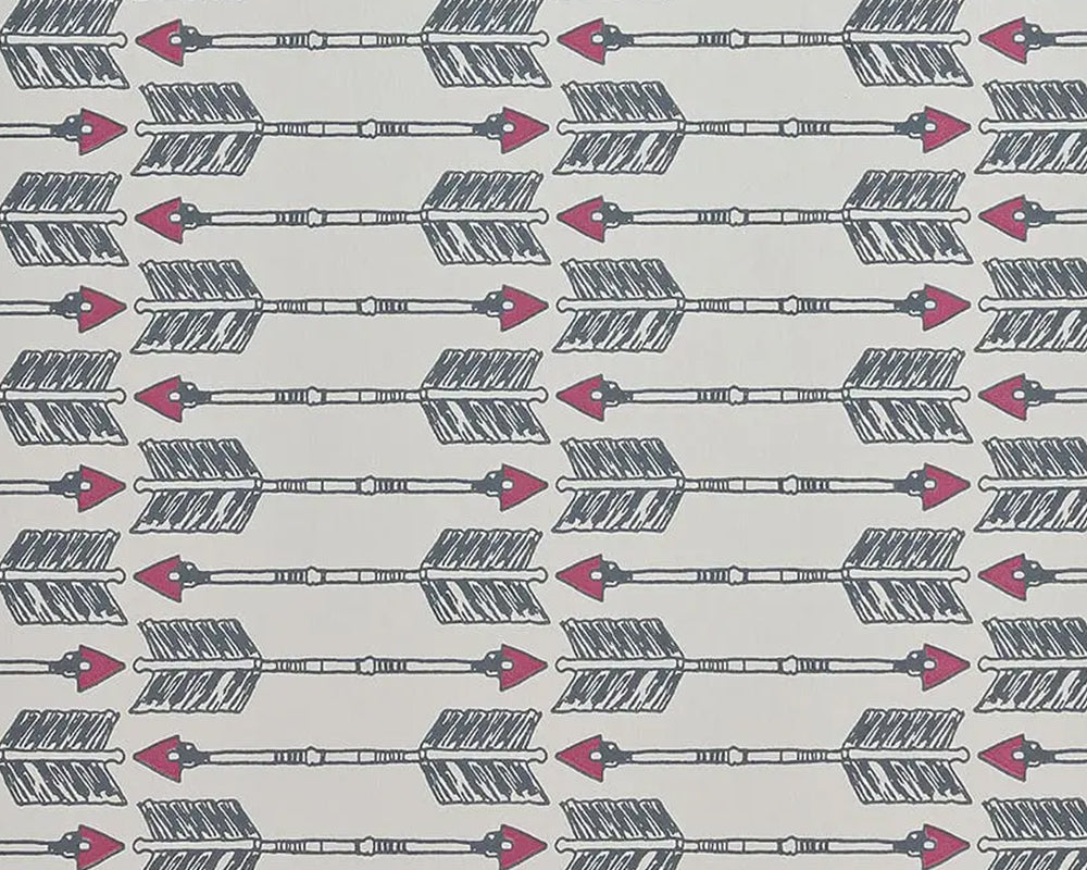 Barneby Gates Arrow Wallpaper in Charcoal Pink close up