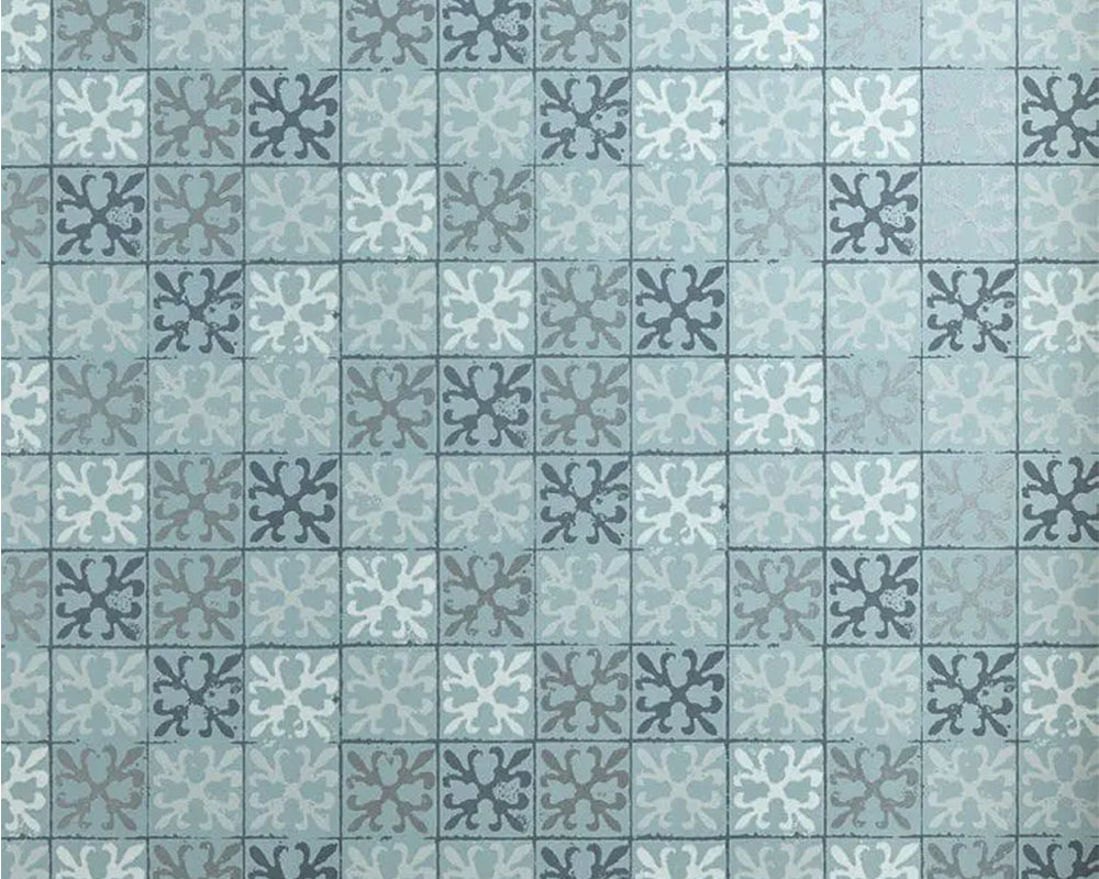 Barneby Gates Fleur de Lys Tile Wallpaper in Canteen Blue