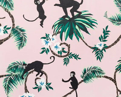 Barneby Gates x Tabitha Webb Monkey wallpaper in Pale pink close up