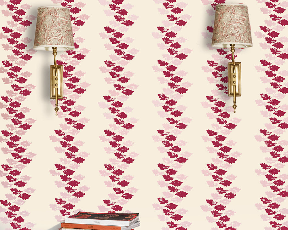 Barneby Gates Oak Leaves Wallpaper with wall lights